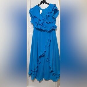 Elegant Blue Ruffled Dress